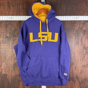 LSU Tigers E5 Fleece Pullover Hoodie Sweatshirt Eye Logo Purple Gold Men XL NCAA